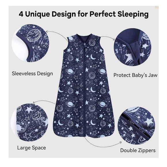 NWT Blue Space themed Baby Sleep Sack 6-12 months - Picture 2 of 8